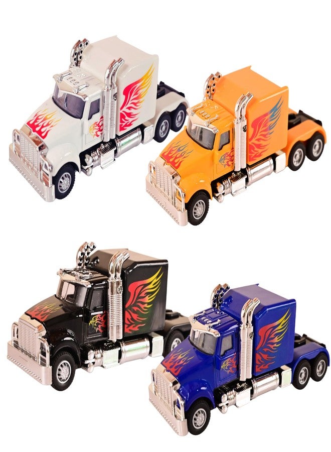 WireScorts Die Cast Truck Toy with Light & Sound, Pull Back Transport Truck, Die Cast Metal Truck for Kids, Multi Color, for Kids 3+ Years - Image 1